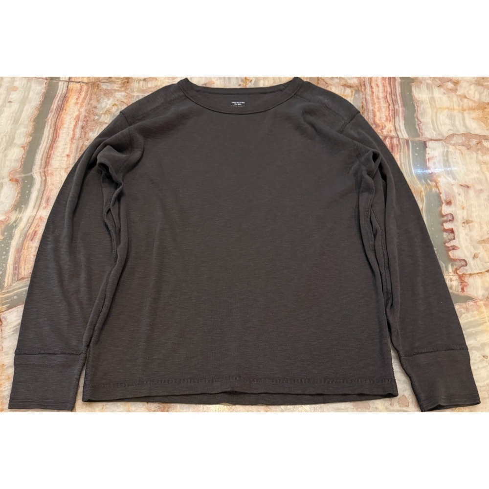 Buck Mason Mens Service Rib Crew Therma Pullover Sweater Brown Long Sleeve S